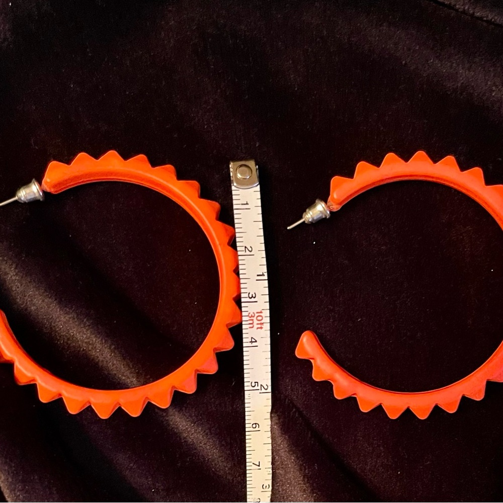 Big Orange hoop earrings - Picture 3 of 3